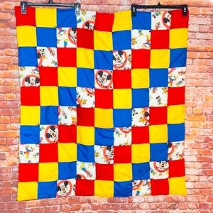 Vintage Handmade Patchwork Mickey Mouse Disney Baby Blanket